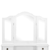 vidaXL Dressing Table Set with Stool 80x69x141 cm Paulownia Wood White