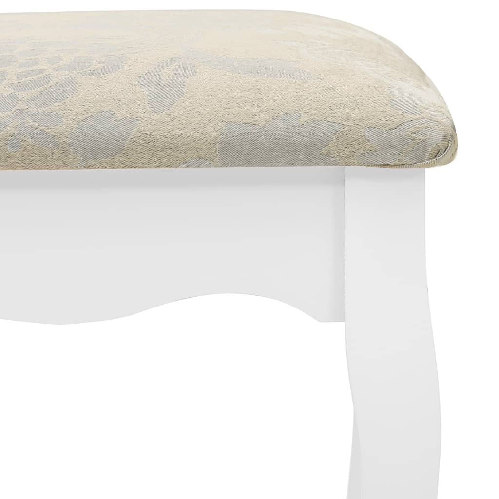 vidaXL Dressing Table Set with Stool 100x40x146 cm Paulownia Wood White