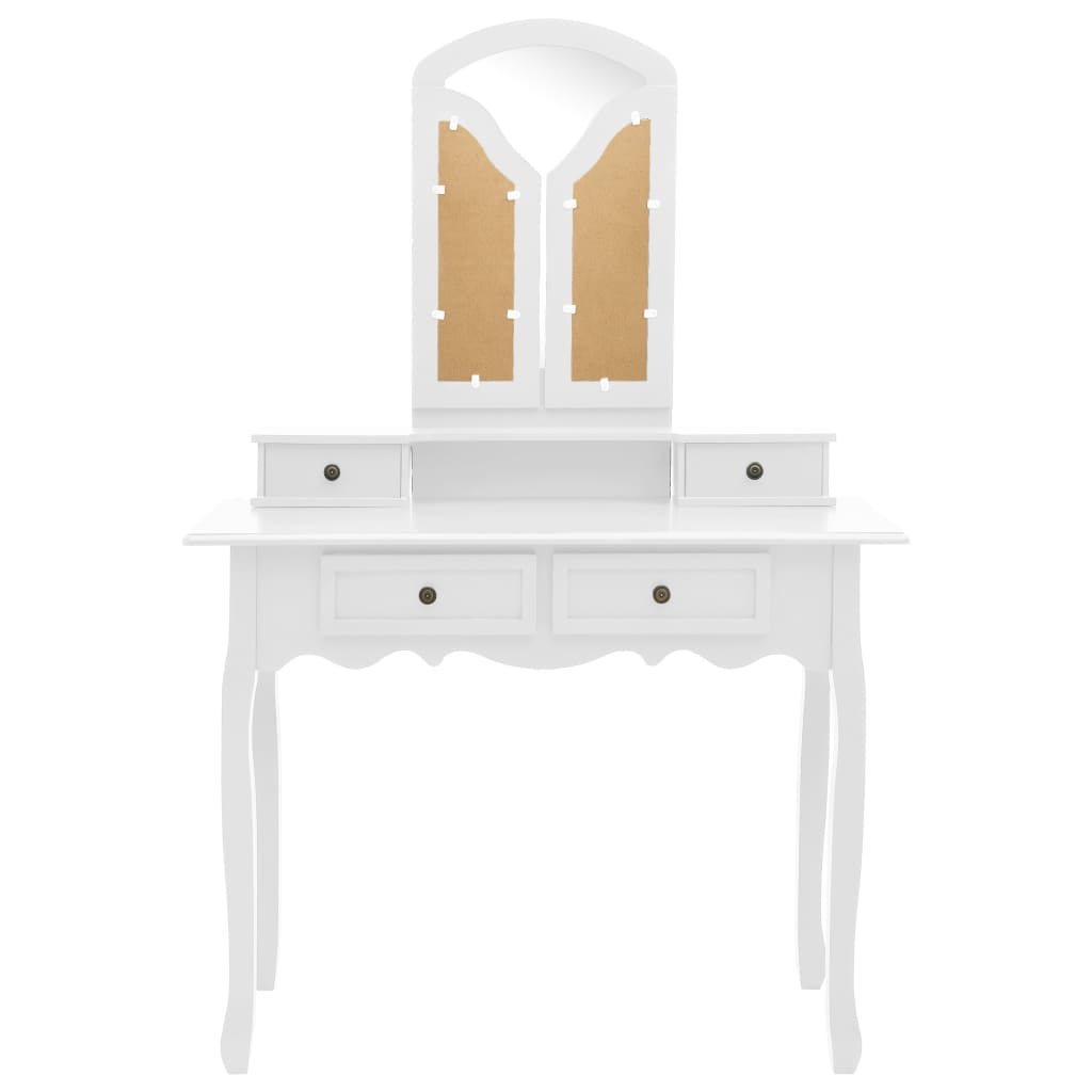 vidaXL Dressing Table Set with Stool 100x40x146 cm Paulownia Wood White