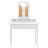 vidaXL Dressing Table Set with Stool 100x40x146 cm Paulownia Wood White