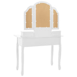 vidaXL Dressing Table Set with Stool 100x40x146 cm Paulownia Wood White