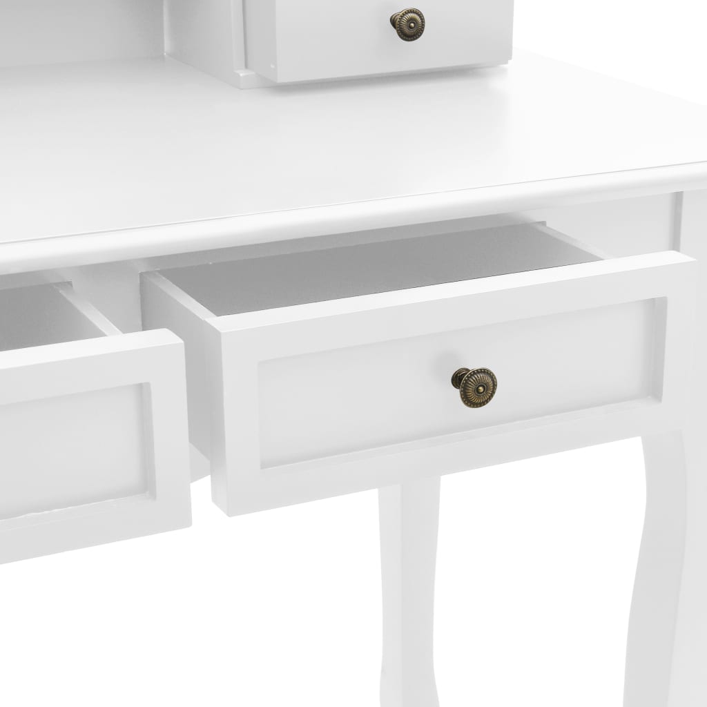 vidaXL Dressing Table Set with Stool 100x40x146 cm Paulownia Wood White