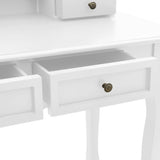 vidaXL Dressing Table Set with Stool 100x40x146 cm Paulownia Wood White