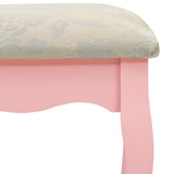 vidaXL Dressing Table with Stool and Triple Mirror Pink