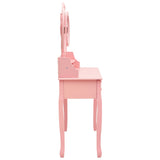 vidaXL Dressing Table with Stool and Triple Mirror Pink