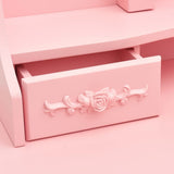 vidaXL Dressing Table with Stool and Triple Mirror Pink