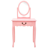 vidaXL Dressing Table with Stool 65x36x128 cm Paulownia Wood MDF Pink