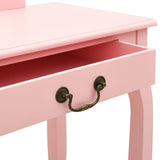 vidaXL Dressing Table with Stool 65x36x128 cm Paulownia Wood MDF Pink