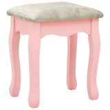 vidaXL Dressing Table with Stool 65x36x128 cm Paulownia Wood MDF Pink