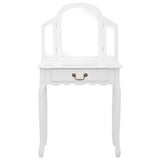 vidaXL Dressing table with stool 65x36x128 cm paulownia wood MDF white