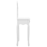 vidaXL Dressing table with stool 65x36x128 cm paulownia wood MDF white