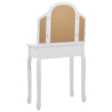 vidaXL Dressing table with stool 65x36x128 cm paulownia wood MDF white