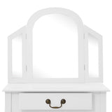 vidaXL Dressing table with stool 65x36x128 cm paulownia wood MDF white