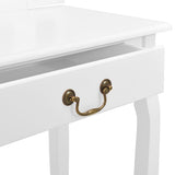 vidaXL Dressing table with stool 65x36x128 cm paulownia wood MDF white