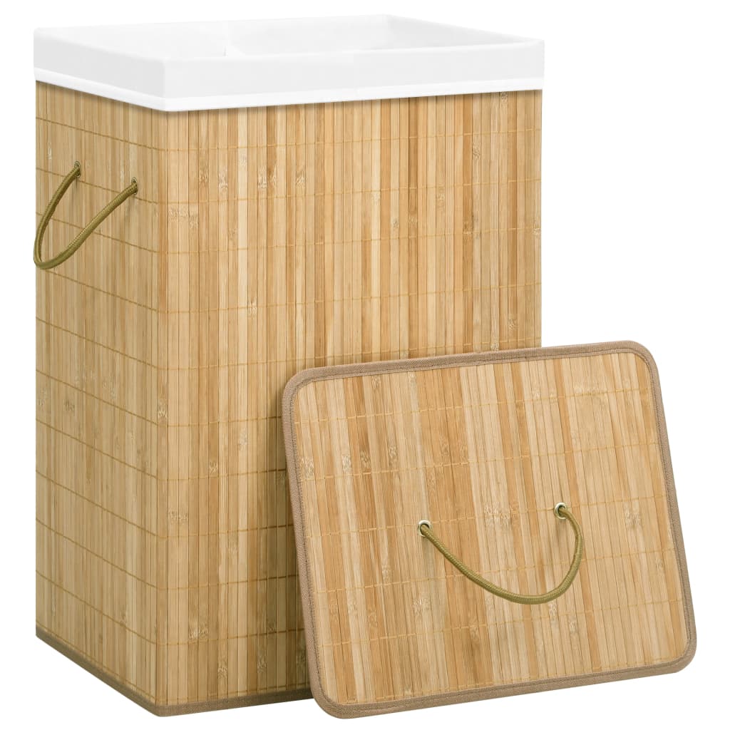 vidaXL Wasmand avec 2 sacs 72 L bambou
