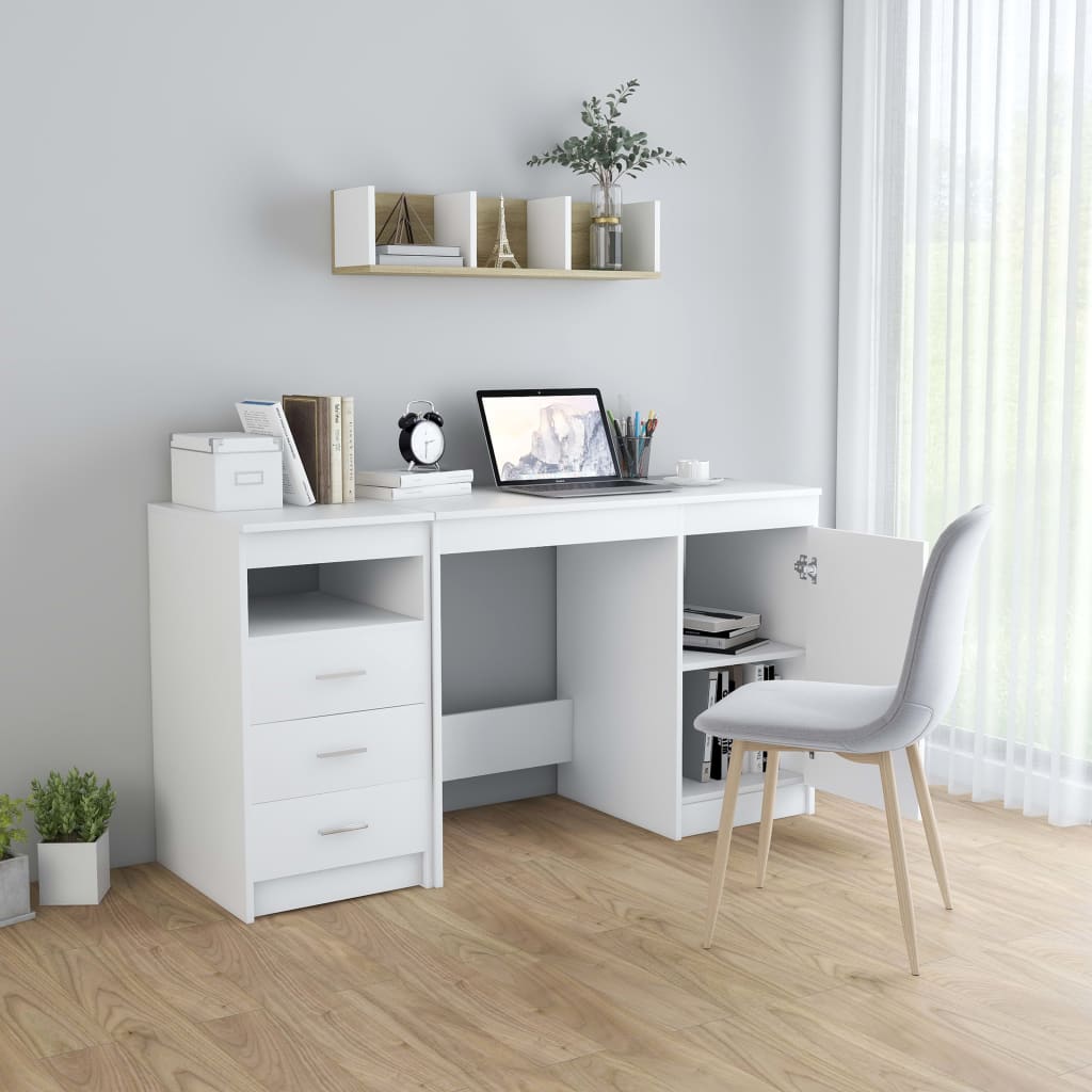 vidaXL Bureau 140x50x76 cm bewerkt hout wit