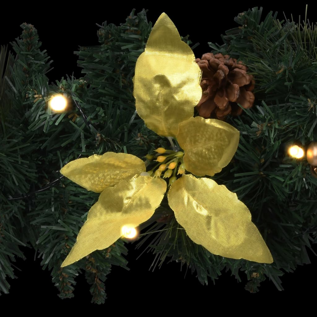 vidaXL Kerstkrans met LED lampjes 60 cm PVC groen