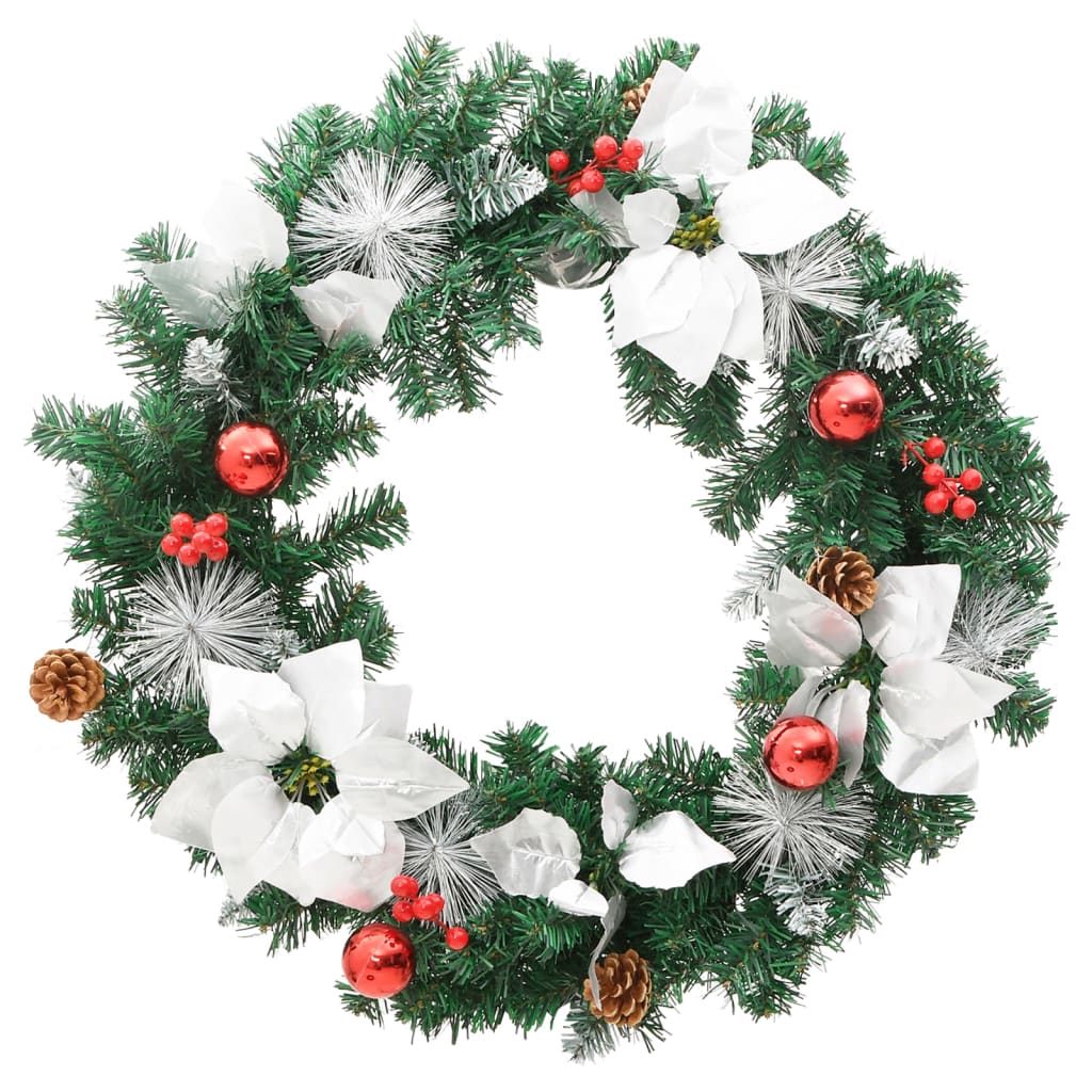 vidaXL Kerstkrans met LED-verlichting Groen 60 cm PVC