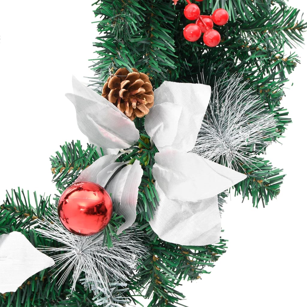 vidaXL Kerstkrans met LED-verlichting Groen 60 cm PVC