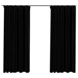 vidaXL Linen-Look Blackout Curtains with Hooks 2 pcs 140x175 cm Black