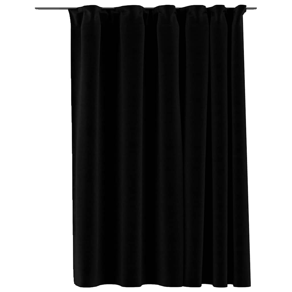 vidaXL Linen-Look Blackout Curtain with Hooks 290x245 cm Black