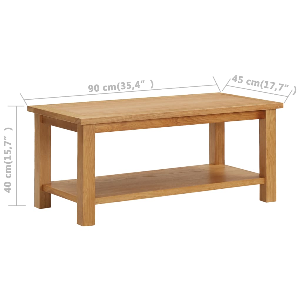 vidaXL Salontafel 90x45x40 cm massief eikenhout