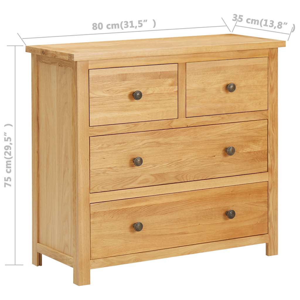 vidaXL Chest of Drawers 80x33.5x75 cm Solid Oak Wood