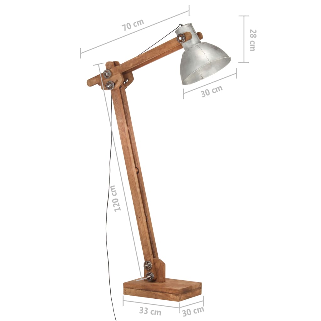 vidaXL Vloerlamp E27 massief mangohout zilverkleurig