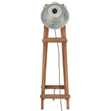 vidaXL Floor Lamp E27 Solid Mango Wood Silver-Colored