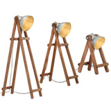 vidaXL Vloerlampen 3 st E27 massief mangohout zilverkleurig