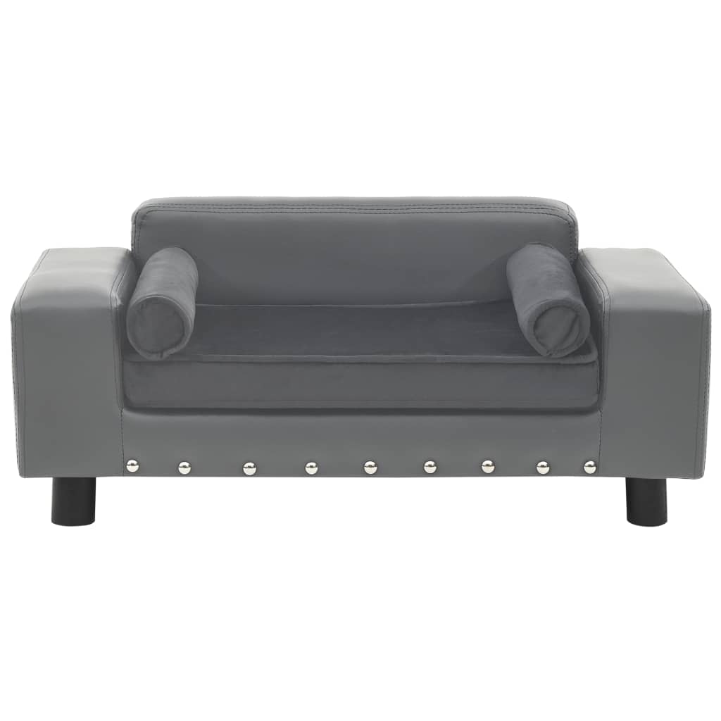 vidaXL Dog sofa 81x43x31 cm plush and artificial leather grey