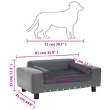 vidaXL Dog sofa 81x43x31 cm plush and artificial leather grey