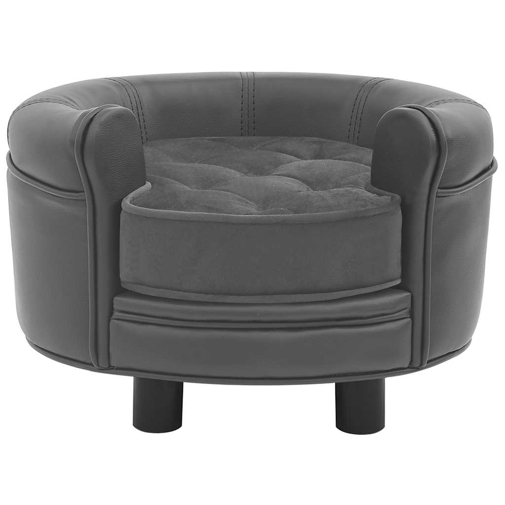 vidaXL Dog Sofa 48x48x32 cm Plush and Faux Leather Grey