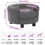 vidaXL Dog Sofa 48x48x32 cm Plush and Faux Leather Grey