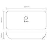 vidaXL Rectangular Wash Basin 71x38 cm Ceramic Matt White