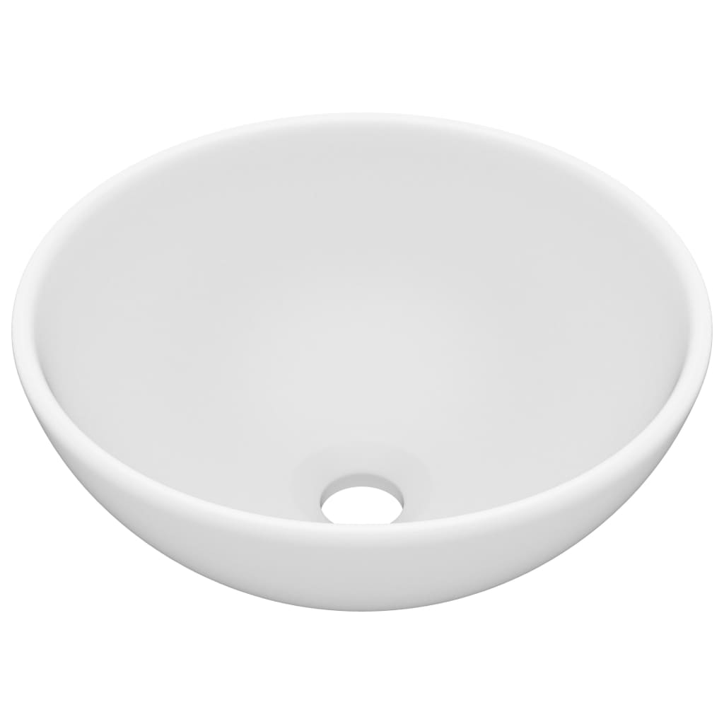 vidaXL Round Wash Basin 32.5x14 cm Ceramic Matte White