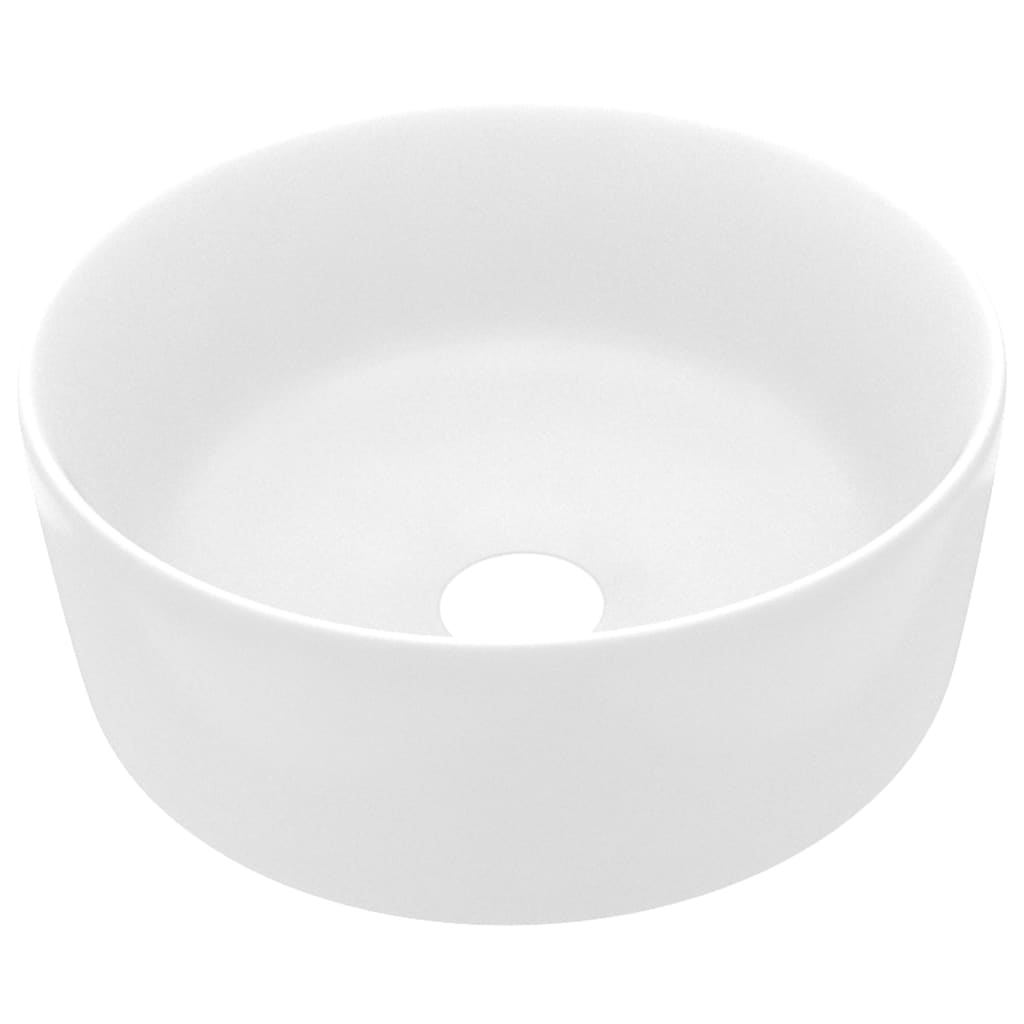 vidaXL Sink round 40x15 cm ceramic matt white