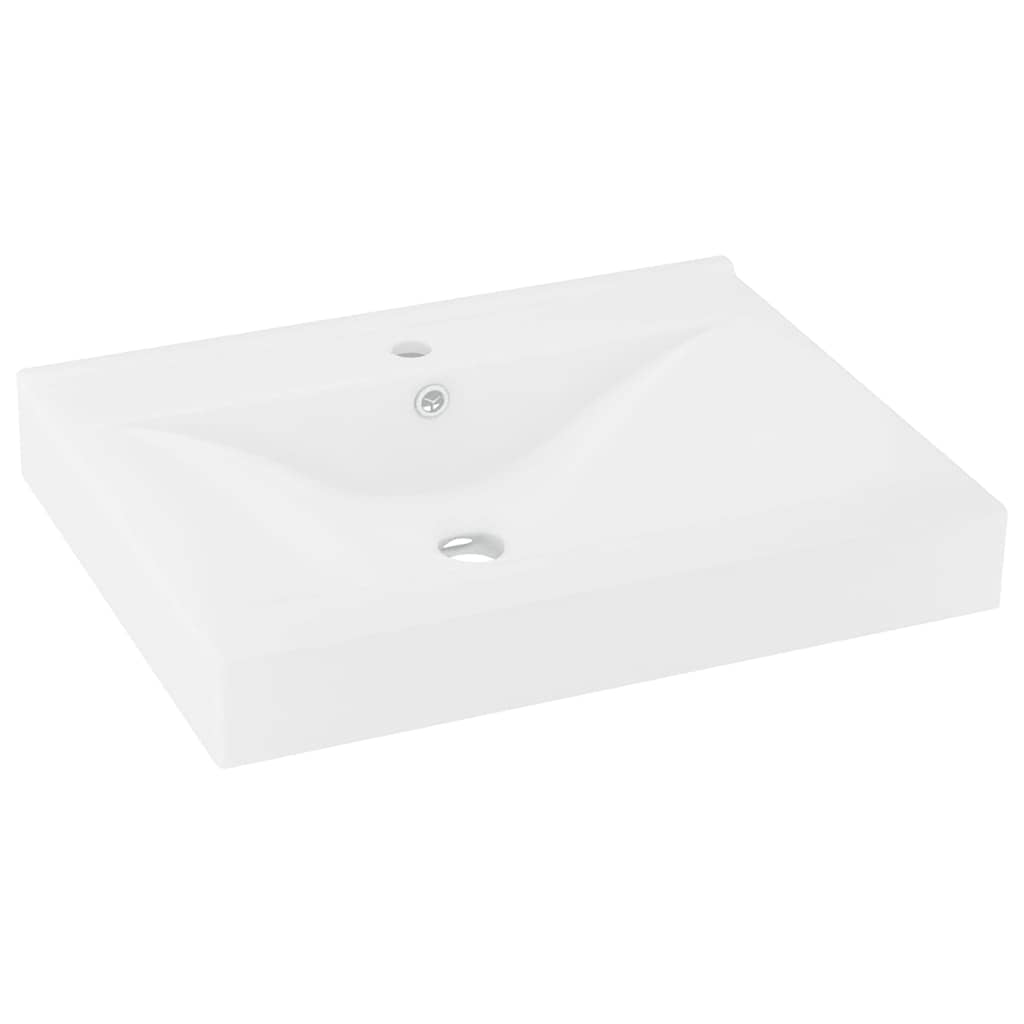 vidaXL Wash Basin with Faucet Hole 60x46 cm Ceramic Matt White