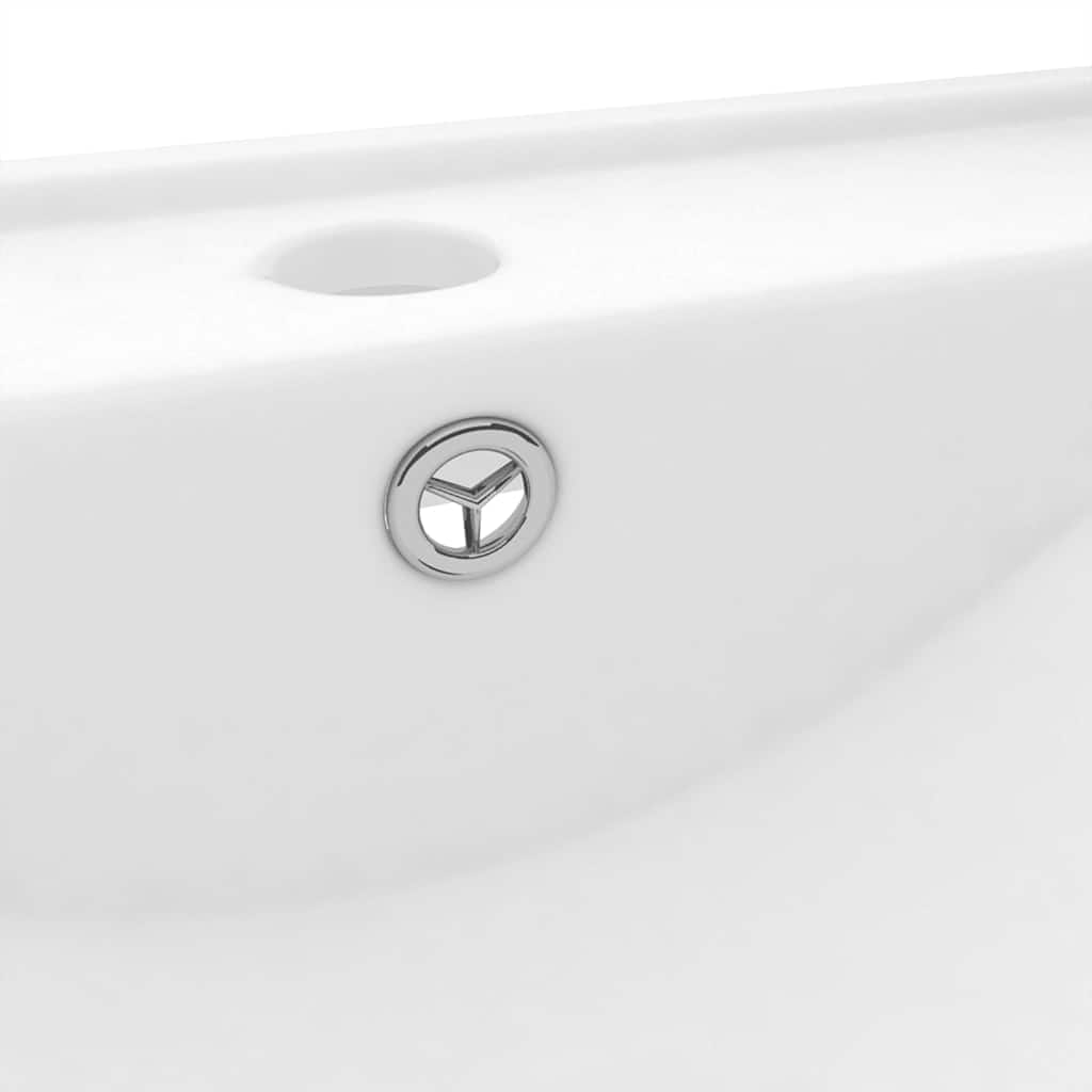 vidaXL Wash Basin with Faucet Hole 60x46 cm Ceramic Matt White