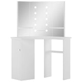 vidaXL Corner Dressing Table with LED Lighting White