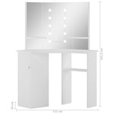 vidaXL Corner Dressing Table with LED Lighting White