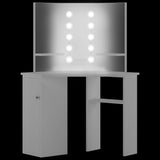 vidaXL Corner Dressing Table with LED Lighting White