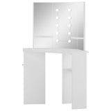 vidaXL Corner Dressing Table with LED Lighting White