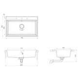 vidaXL Kitchen Sink Black 79 x 50 x 31 cm Quartz and Resin
