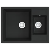 vidaXL Kitchen Sink Double Basins with Overflow Hole Granite Black