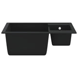 vidaXL Kitchen Sink Double Basins with Overflow Hole Granite Black