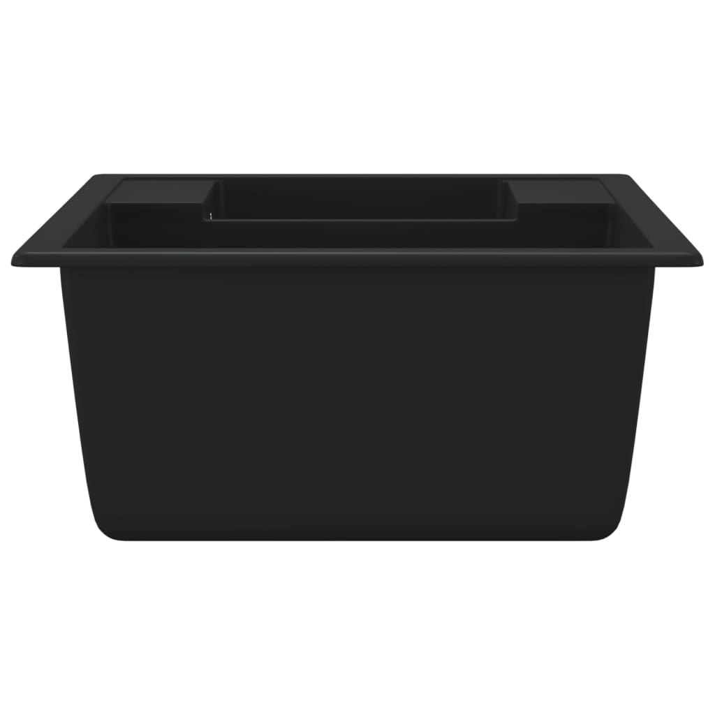 vidaXL Kitchen Sink Double Basins with Overflow Hole Granite Black