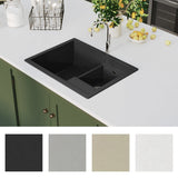 vidaXL Kitchen Sink Double Basins with Overflow Hole Granite Black