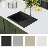 vidaXL Sink with Overflow Hole Oval Granite Black