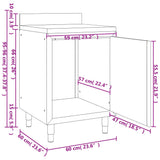 vidaXL Werktafel met kast commercieel 60x60x96 cm roestvrij staal